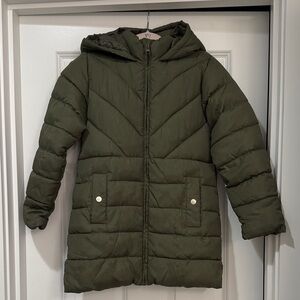 Mango Kids Olive Green Puffer Jacket size 9